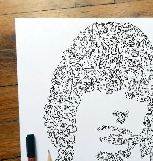 DrawInside Johnny Ramone affiche 20x20 cm papier mat