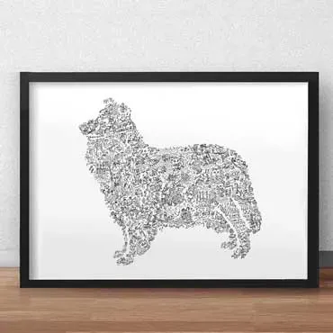 DrawInside Rough Collie affiche A4 21x30 cm chien