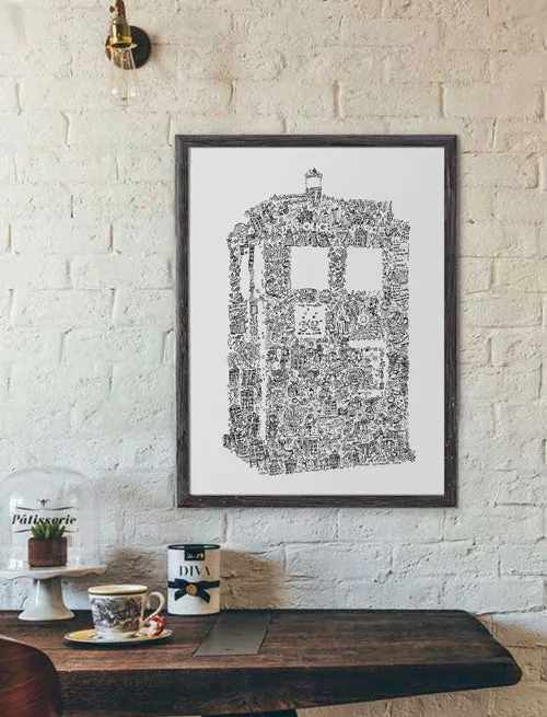 DrawInside Tardis Dr Who affiche poster signé