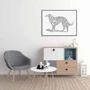 DrawInside Barzoï affiche A3 chien lévrier russe