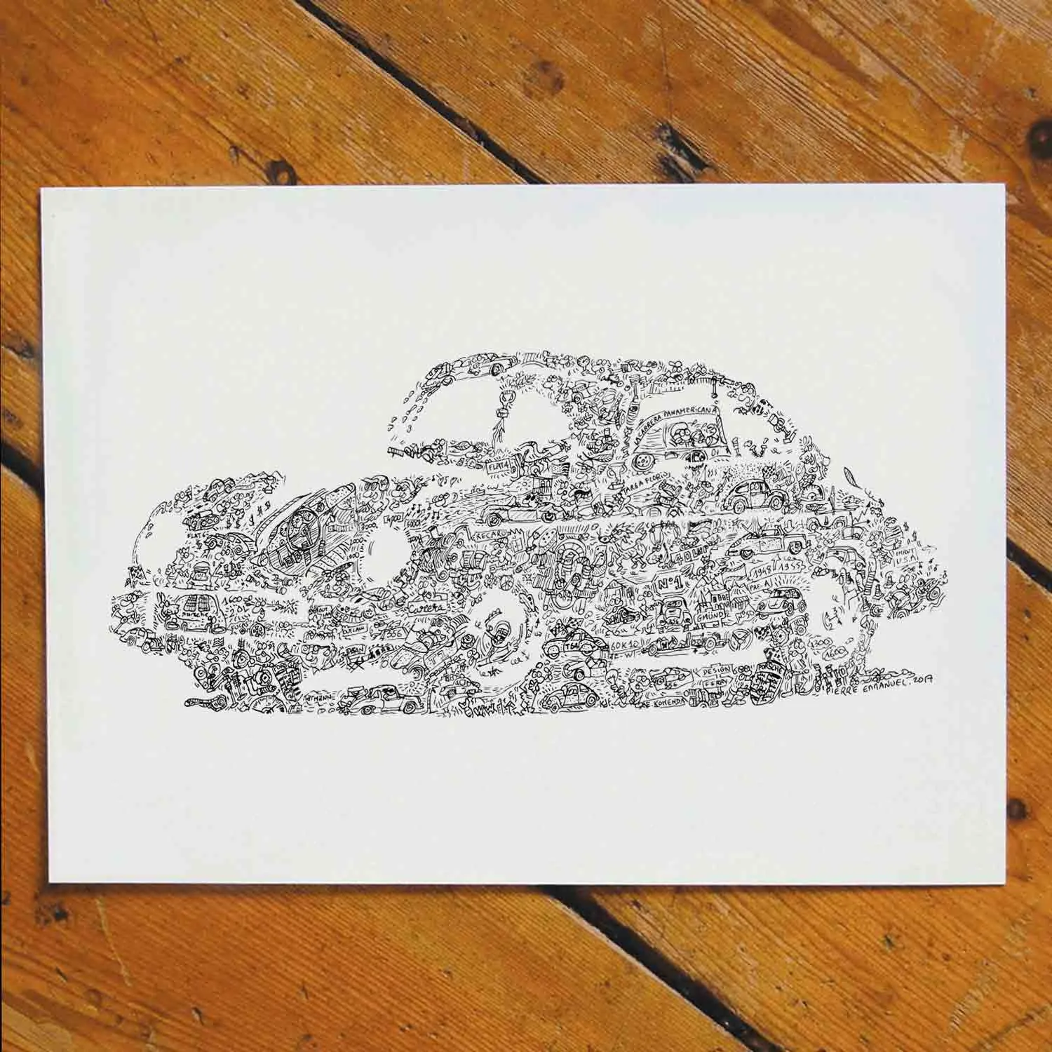DrawInside Porsche 356 affiche A3 30x42 cm signée
