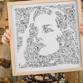 DrawInside Vanessa Paradis affiche 20x20 cm portrait