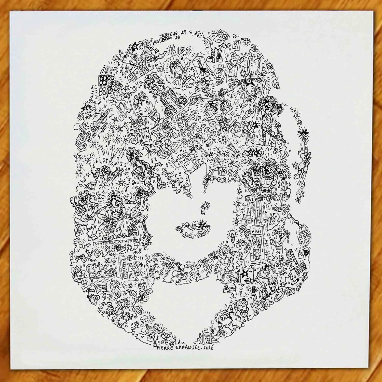 DrawInside Paul Stanley KISS affiche 30x30 cm mat