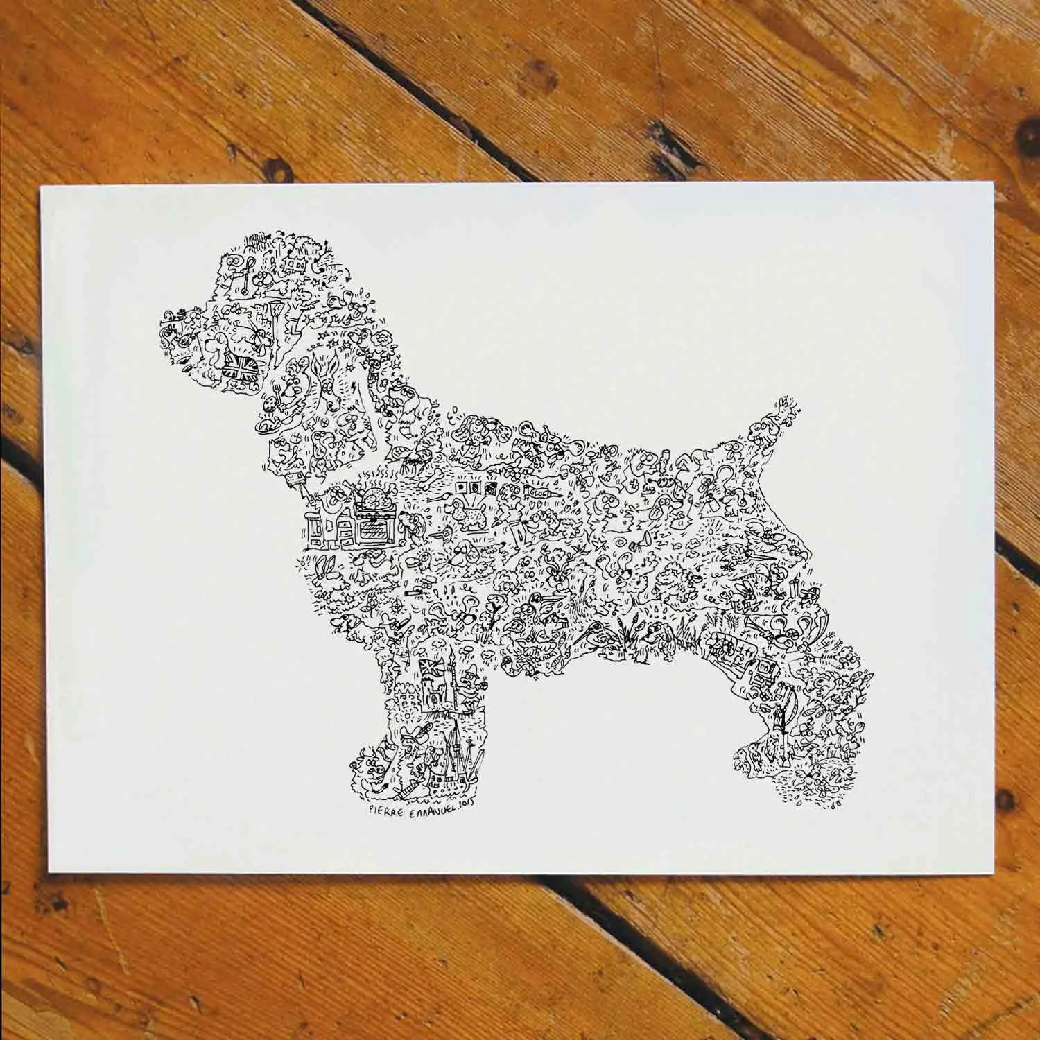 DrawInside Cocker Spaniel affiche A4 papier épais