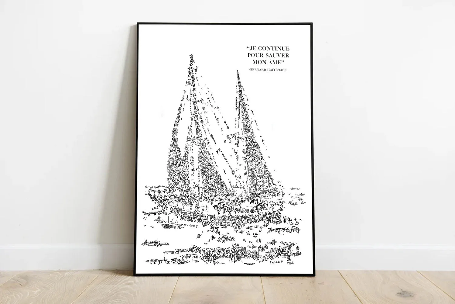 DrawInside Moitessier Joshua affiche A3 voile