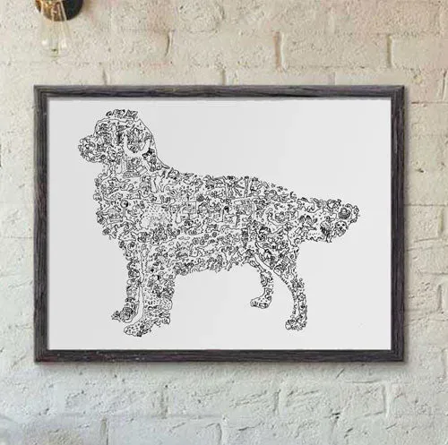 DrawInside Golden Retriever affiche A4 21x30 cm chien