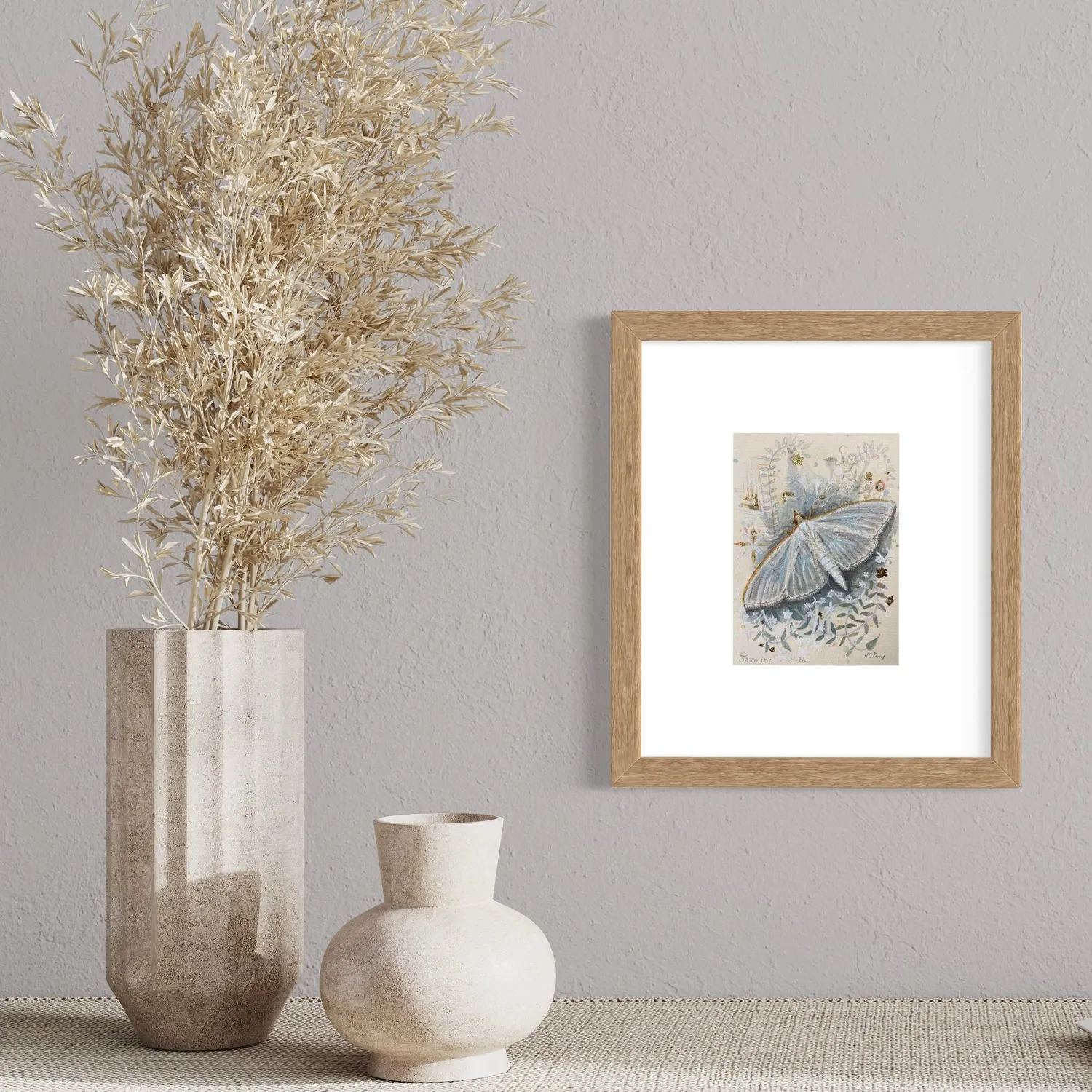 Helena Perry Jasmine Moth miniature aquarelle non encadrée