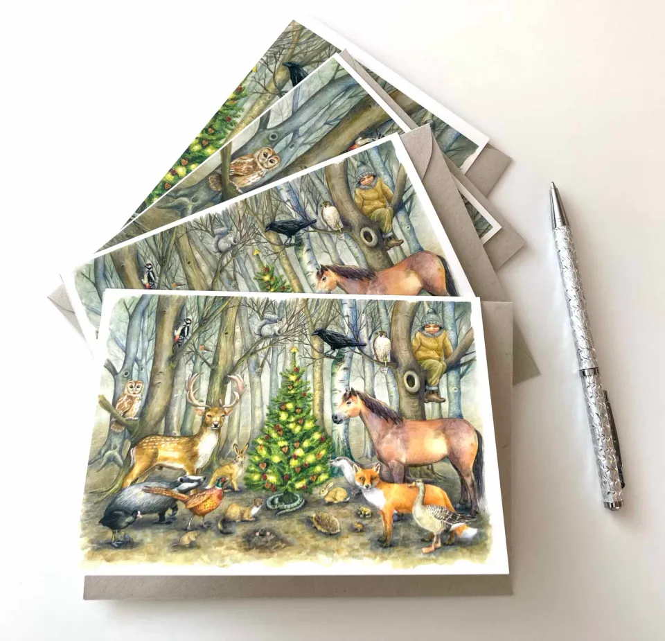 Helena Perry Woodland carte de vœux A6 scène complète