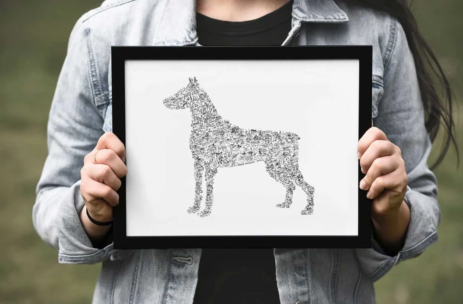 DrawInside Dobermann affiche A4 race chien garde