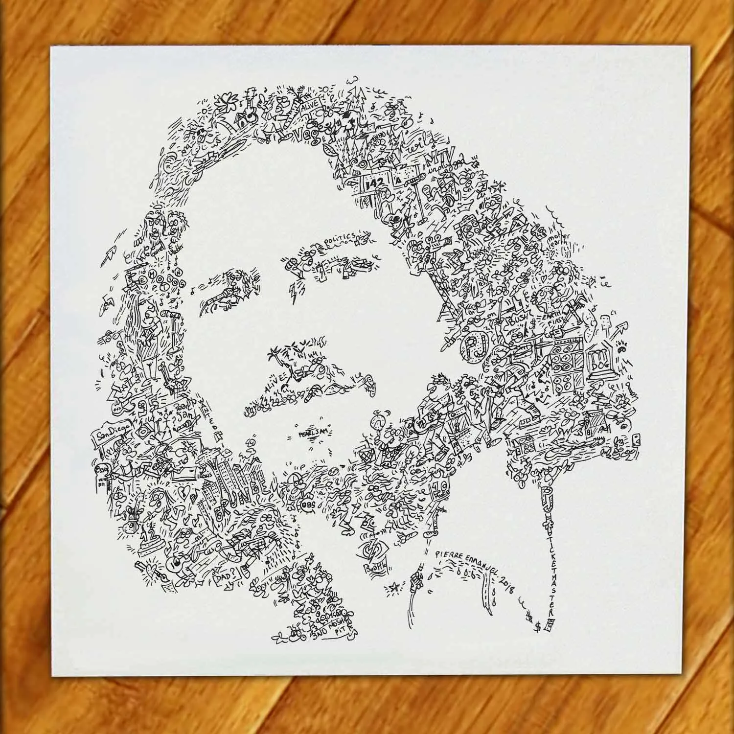 DrawInside Eddie Vedder poster 30x30 cm grunge