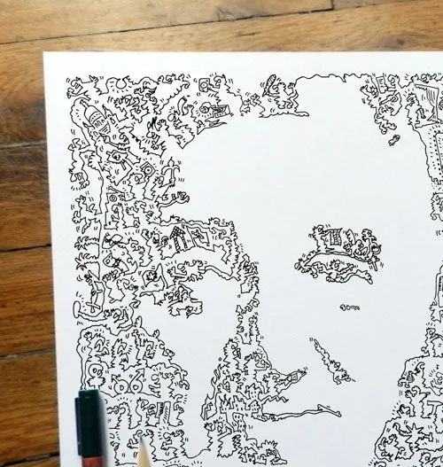 DrawInside Charles Aznavour affiche 20x20 cm chanson française