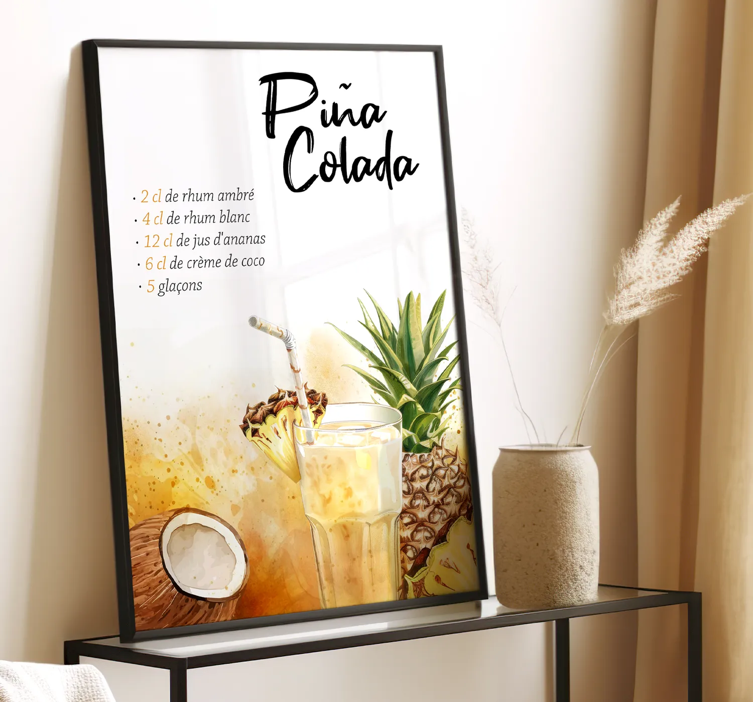 Papeterie Créative Cocktails lot 6 affiches recettes aquarelle