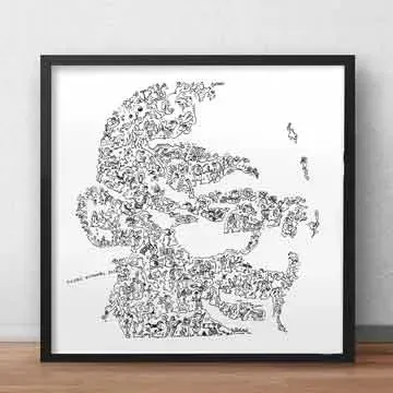 DrawInside Gandhi affiche 20x20 cm portrait histoire