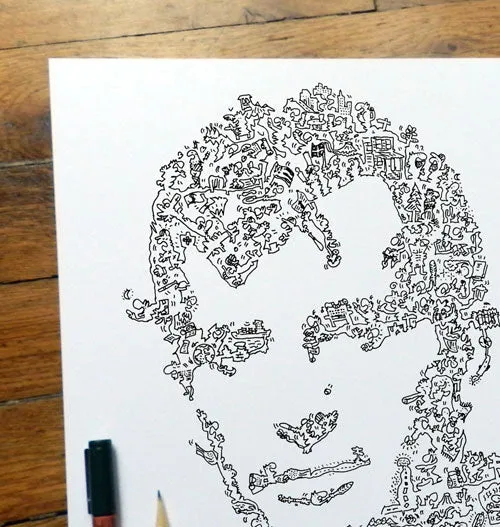 DrawInside Jack Kerouac affiche 30x30 cm papier mat signé