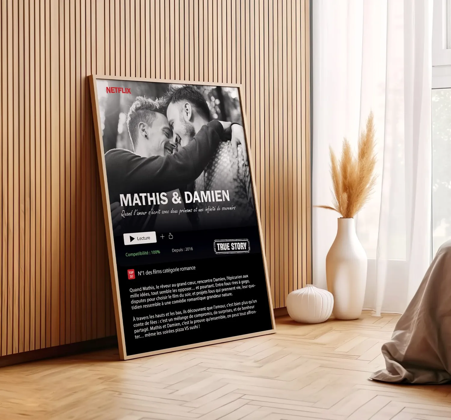 Papeterie Créative affiche Netflix couple personnalisée photo