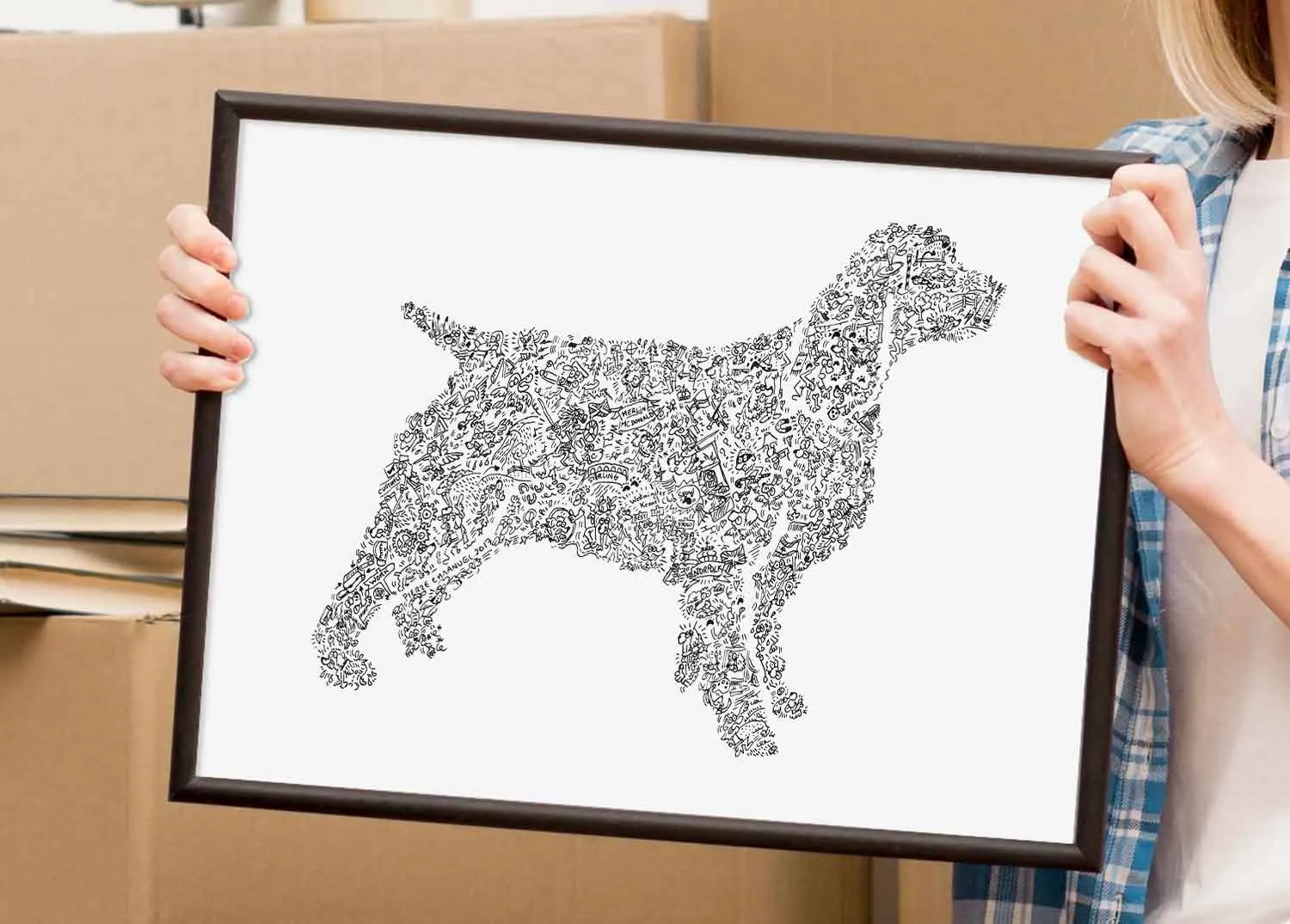 DrawInside English Springer Spaniel affiche A4 chasse