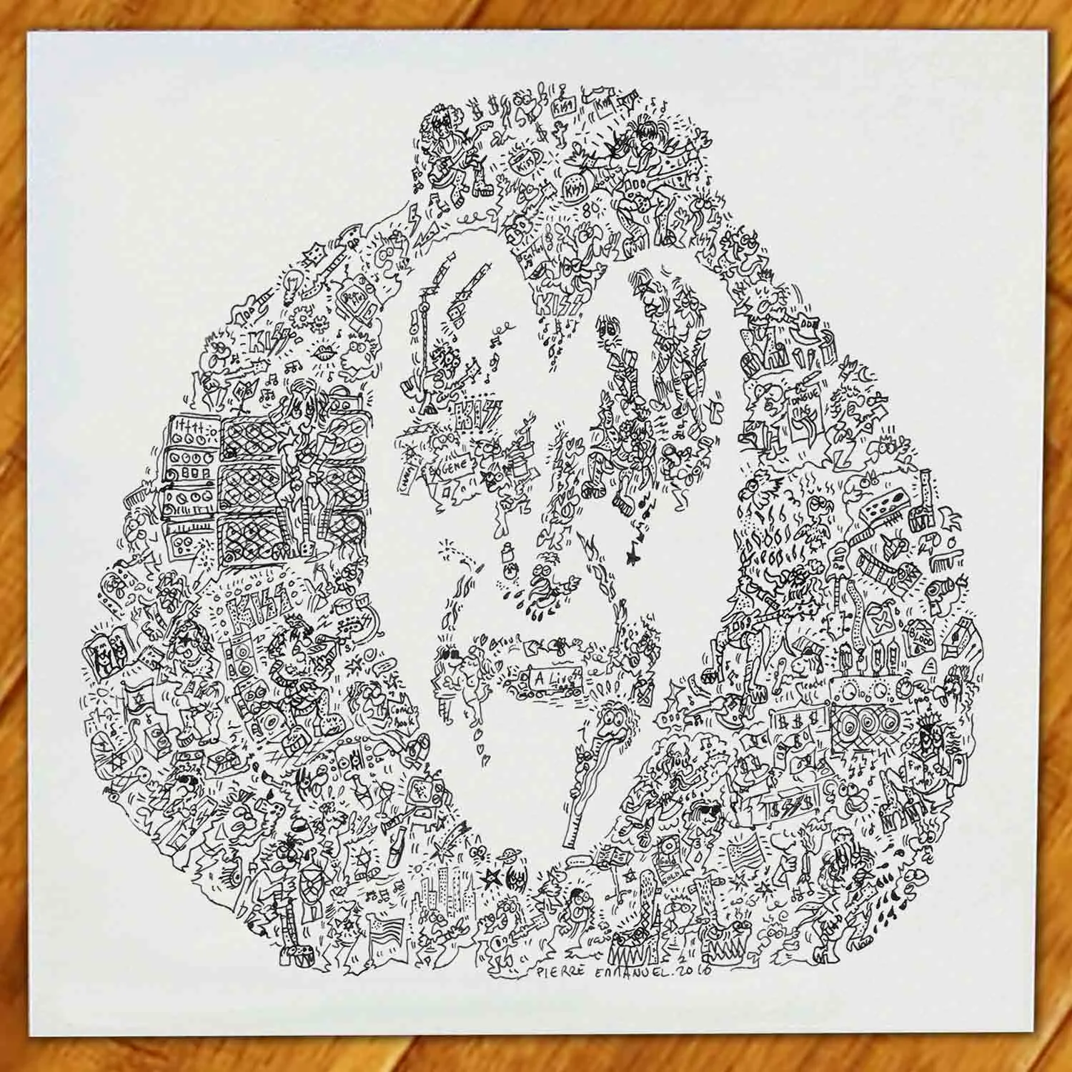 DrawInside Gene Simmons KISS Demon affiche 20x20 cm signée