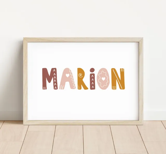 Papeterie Créative Affiche prénom lettres bohème déco beige