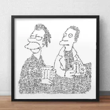 DrawInside Lenny et Carl Simpsons affiche 20x20 cm dessin détails