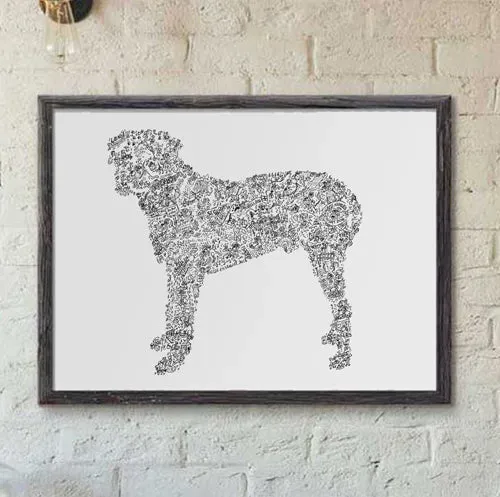 DrawInside Bullmastiff affiche A4 21x30 cm molosse