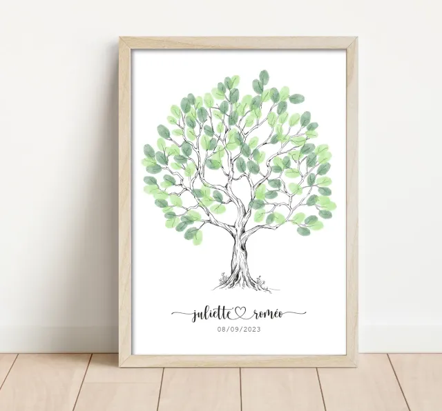 Papeterie Créative Arbre affiche empreintes mariage sur mesure