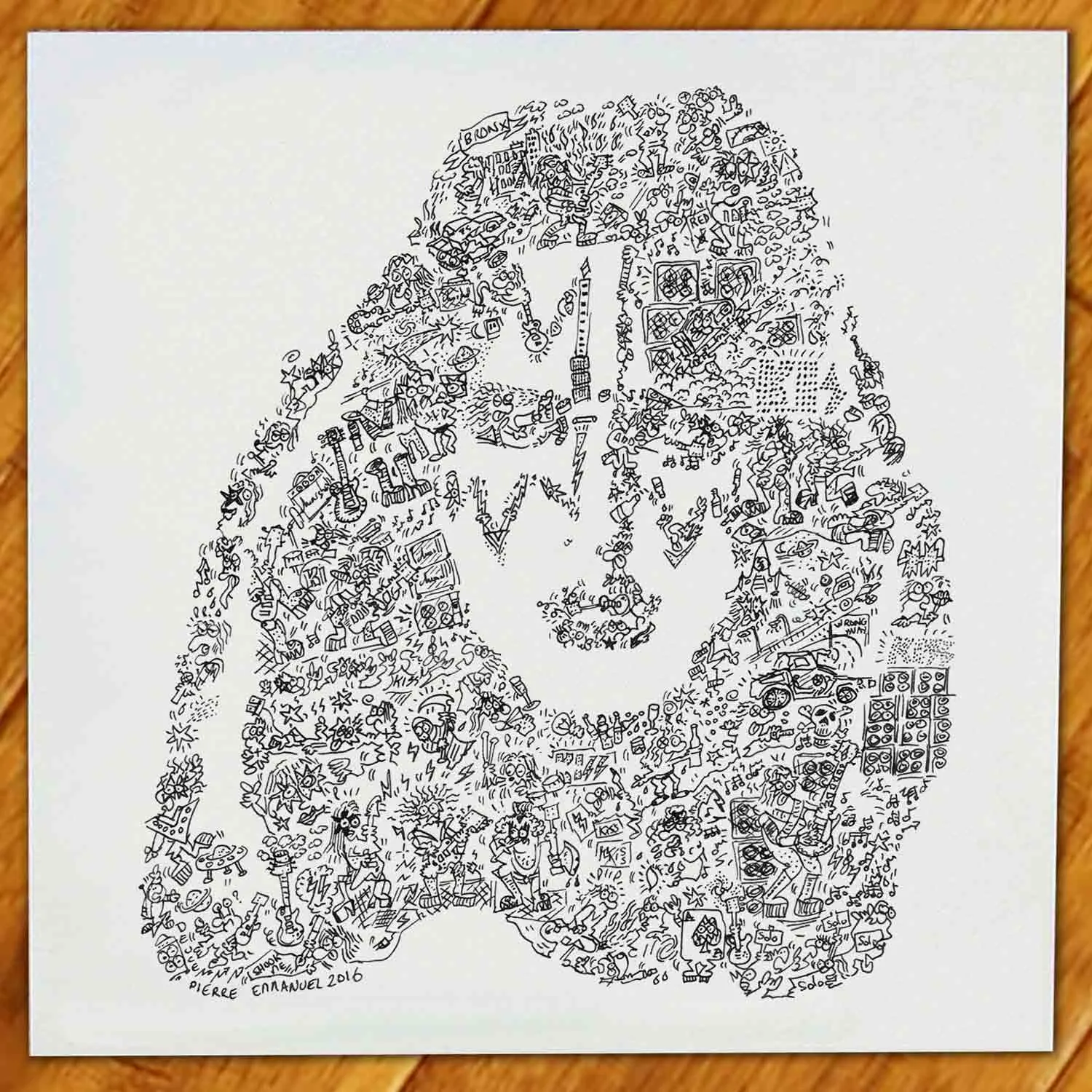 DrawInside Ace Frehley KISS affiche 30x30 cm papier mat