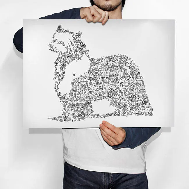 DrawInside Chien Chinois affiche A4 21x30 cm papier mat