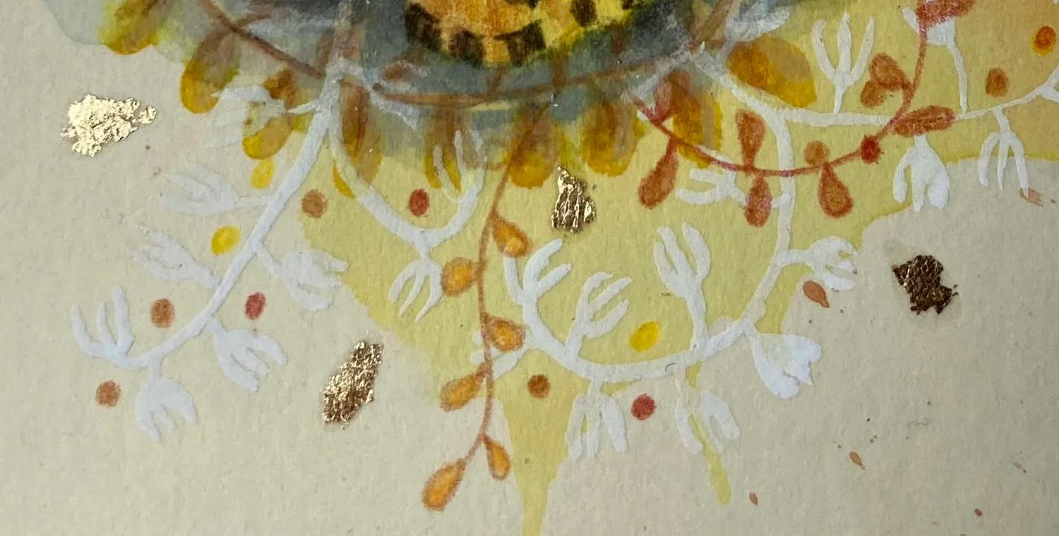 Helena Perry Speckled Yellow miniature aquarelle non encadrée