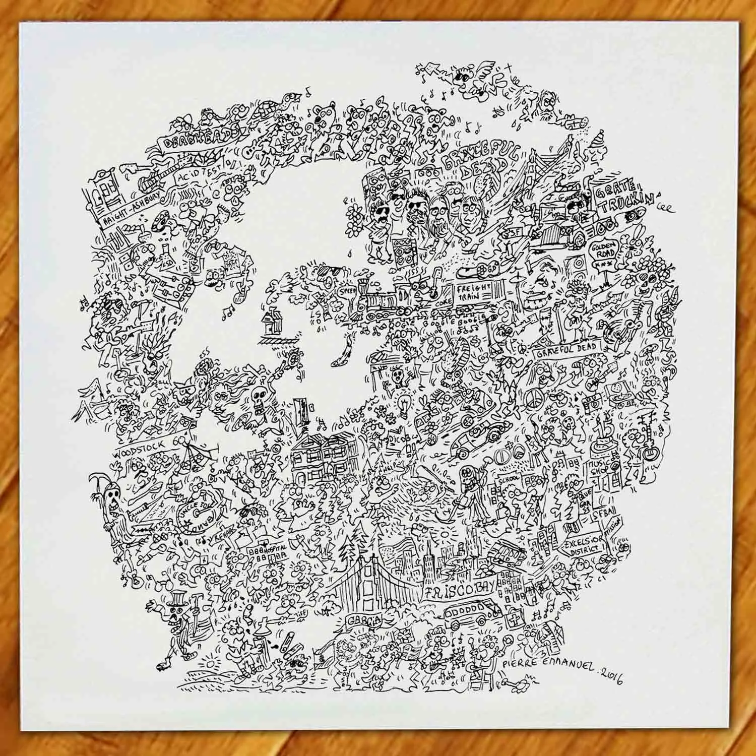 DrawInside Jerry Garcia affiche 20x20 cm Grateful Dead