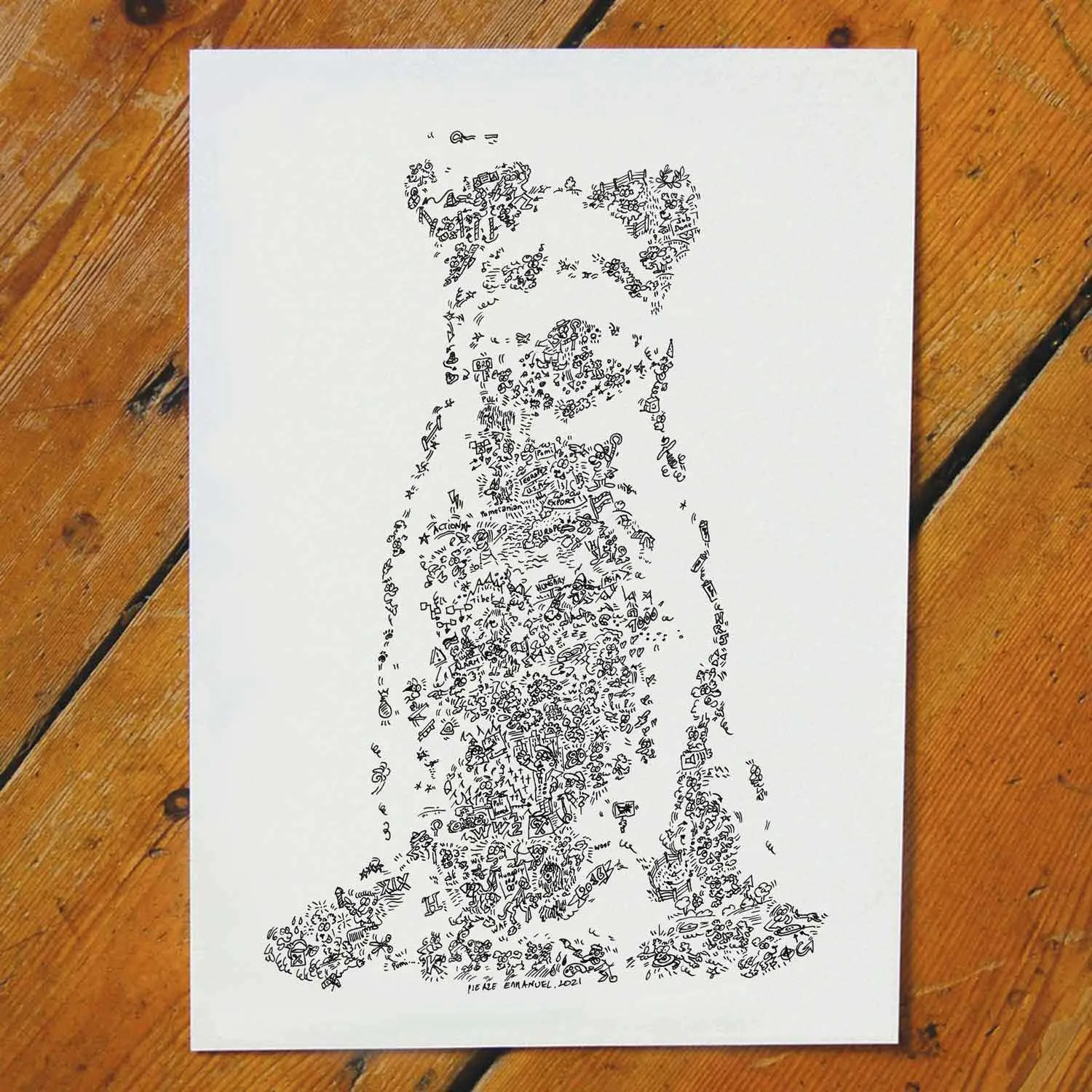 DrawInside Pumi affiche A4 chien hongrois