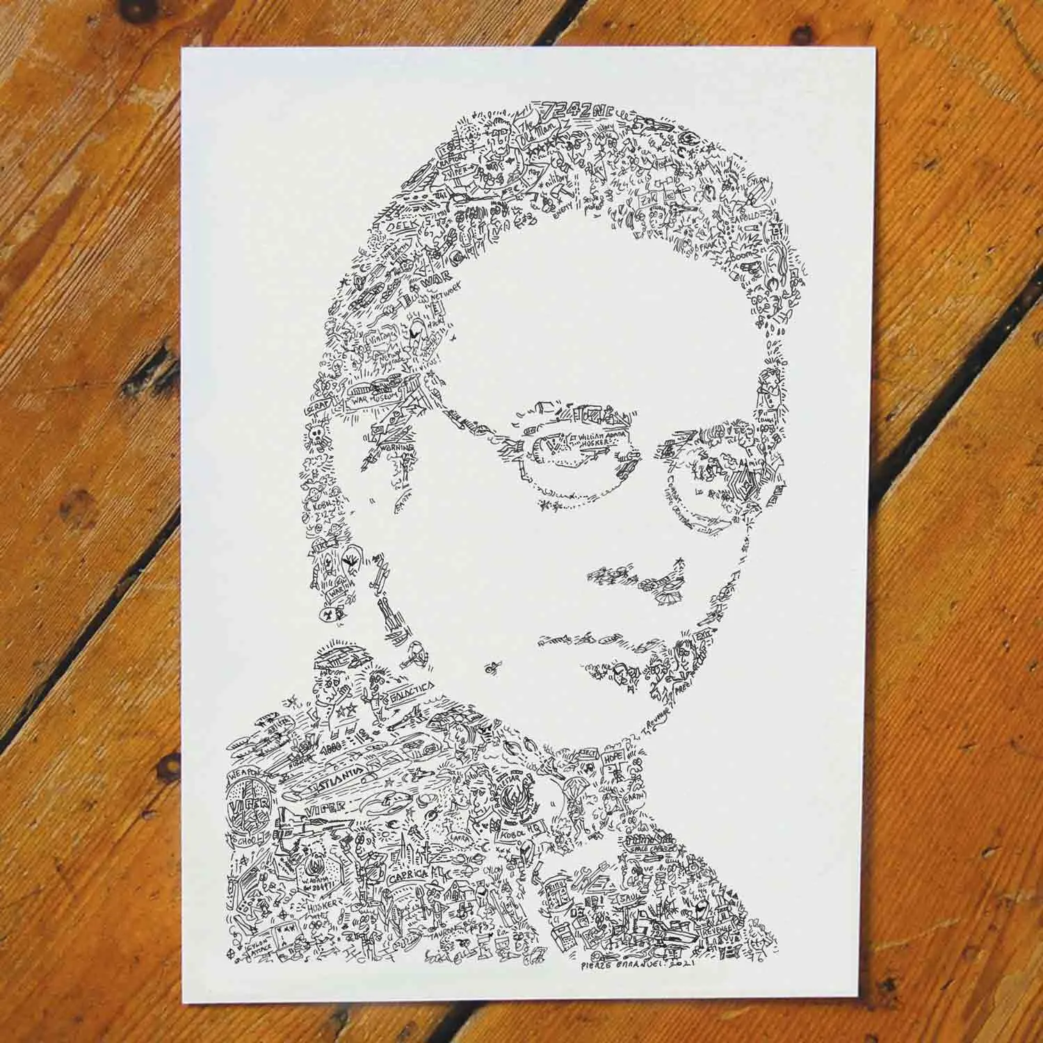 DrawInside Bill Adama Husker affiche A4 série