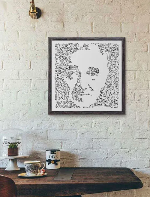 DrawInside Charles Aznavour affiche 20x20 cm chanson française