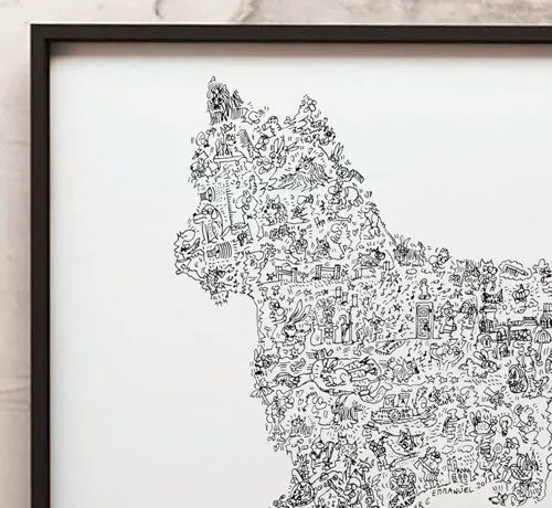 DrawInside Yorkshire affiche A4 21x30 cm signée
