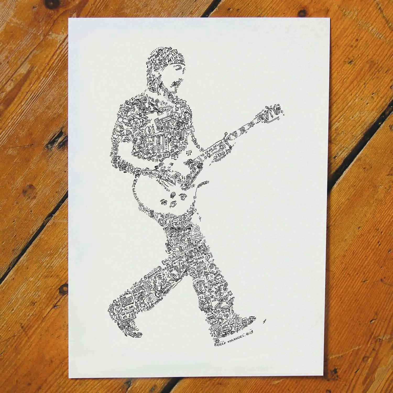 DrawInside The edge - U2 affiche A4 guitariste