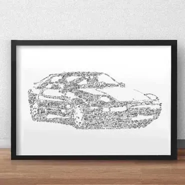 DrawInside Porsche 928 affiche A4 voiture