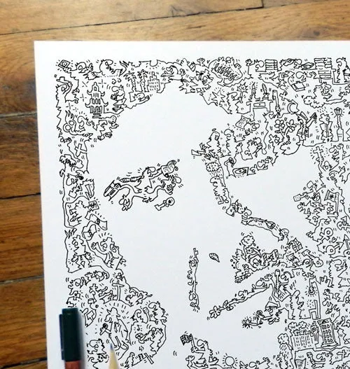 DrawInside Leonard Cohen affiche 30x30 cm papier mat signée