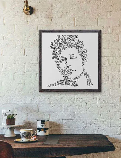 DrawInside Bob Dylan Young affiche 30x30 cm folk