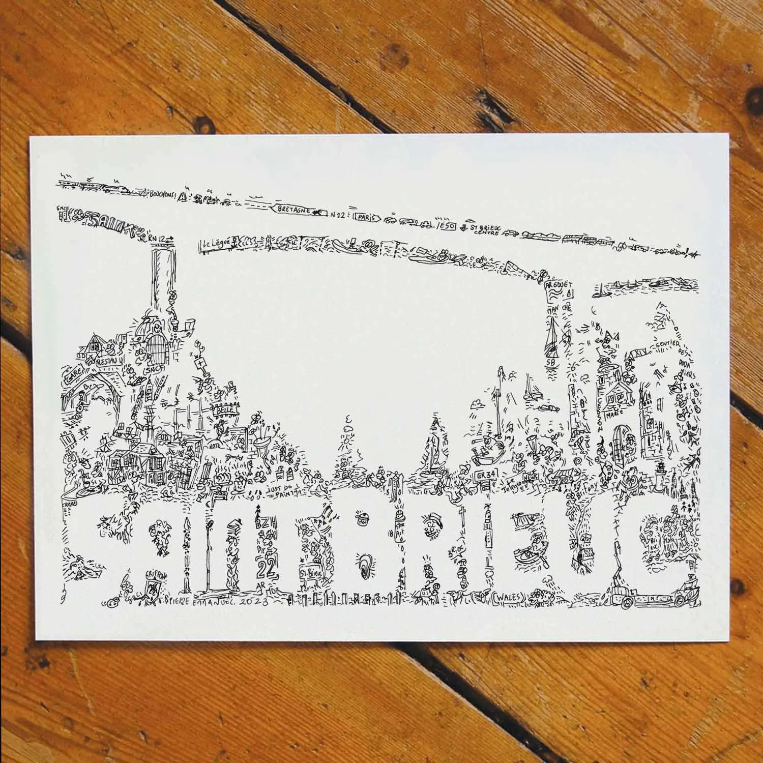 DrawInside Saint-Brieuc affiche A4 ville Bretagne