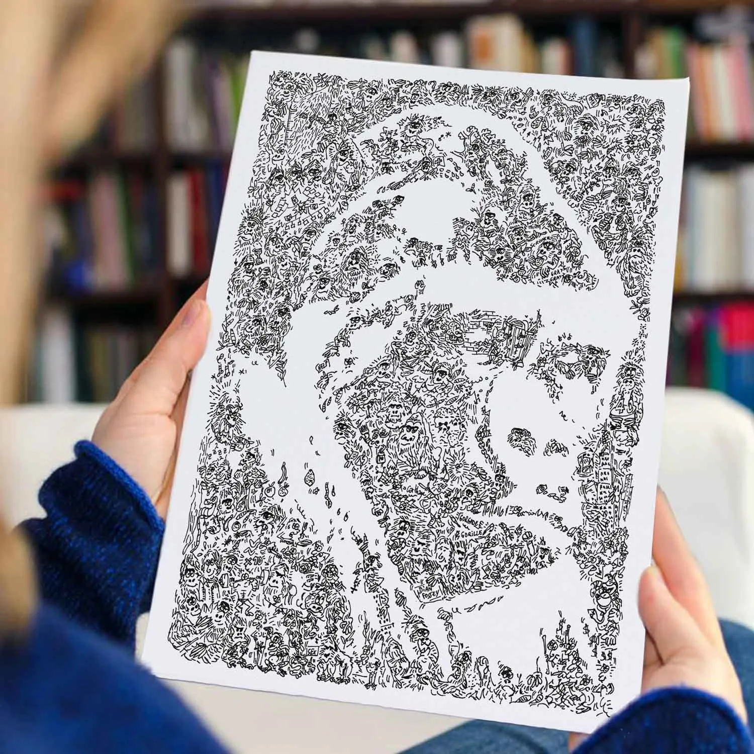 DrawInside Gorilla affiche A4 nature grand singe