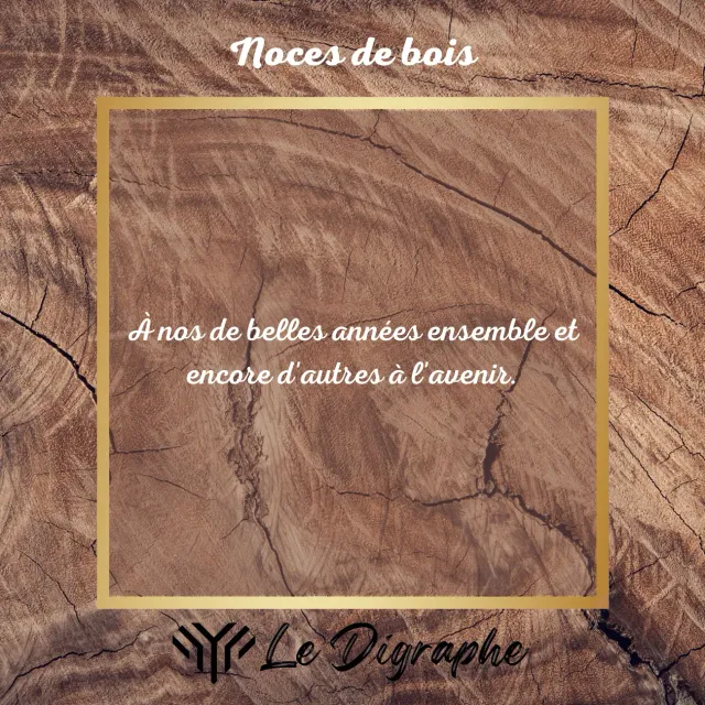 Le Digraphe Noces de Bois tableau 5 ans 2 prénoms + carte
