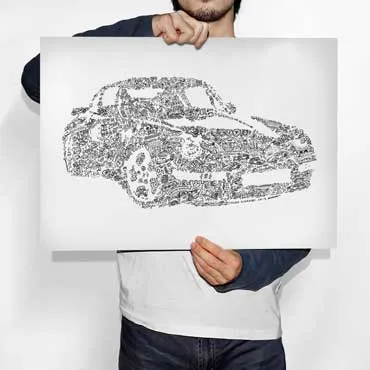 DrawInside Porsche 911-993 affiche auto papier mat à encadrer