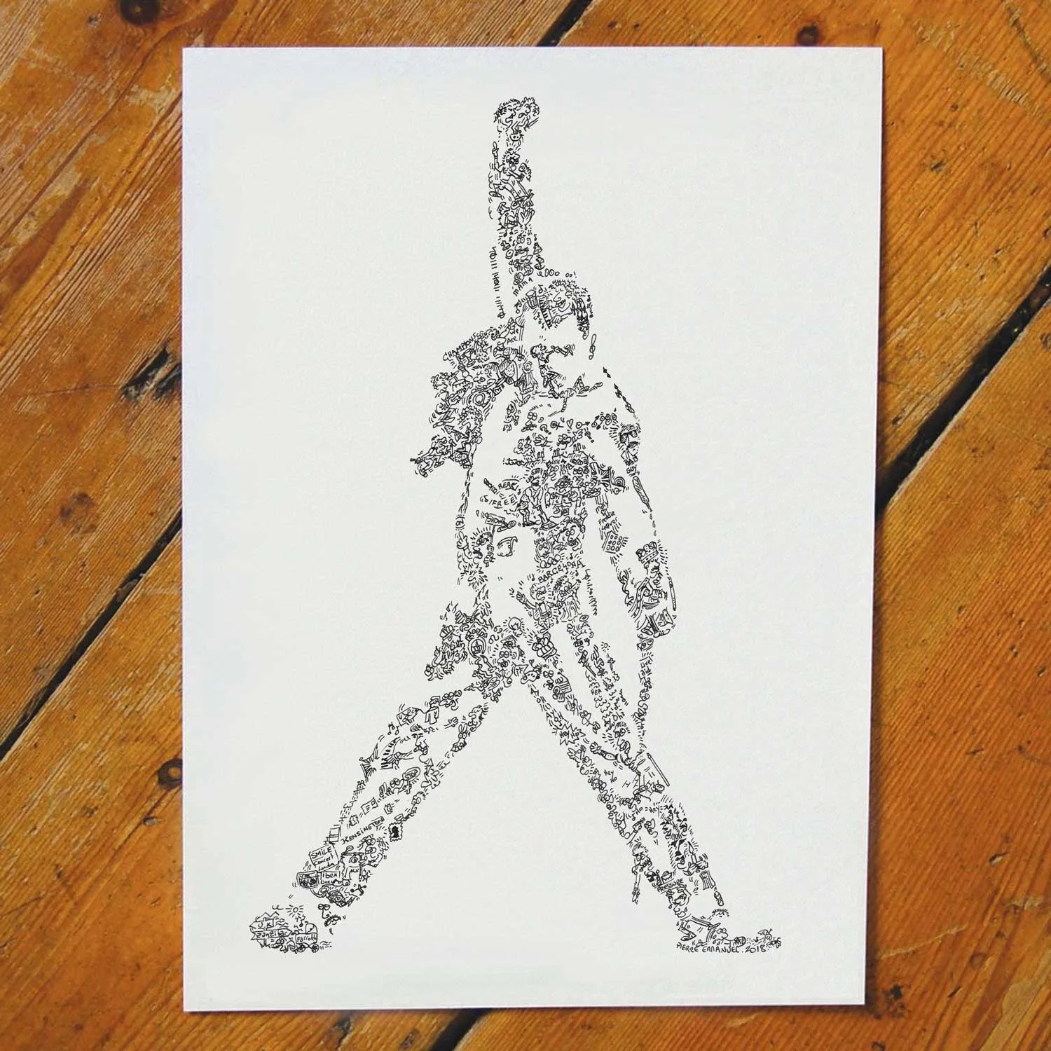 DrawInside Freddie Mercury Queen affiche rock signé