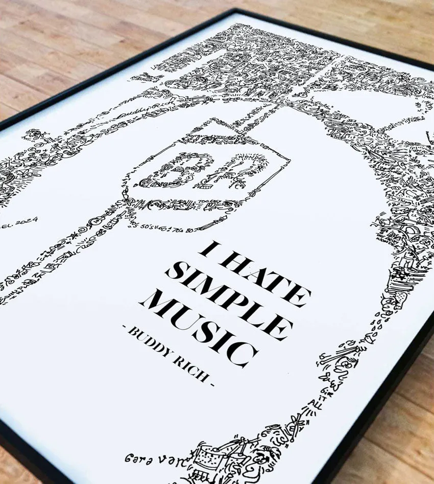 DrawInside Buddy Rich Quote affiche A4 batteur jazz