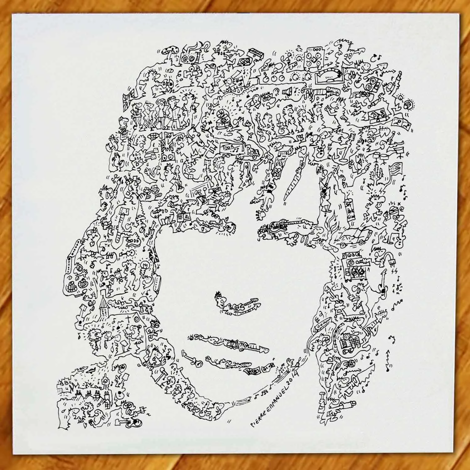 DrawInside Jeff Beck Yardbirds affiche 30x30 cm guitariste