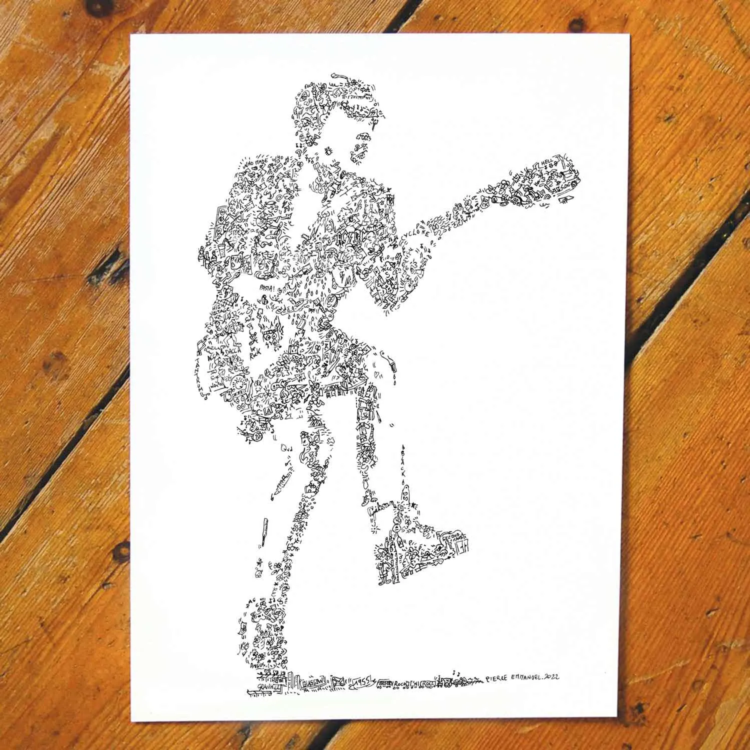 DrawInside Angus Young affiche A4 papier mat AC/DC