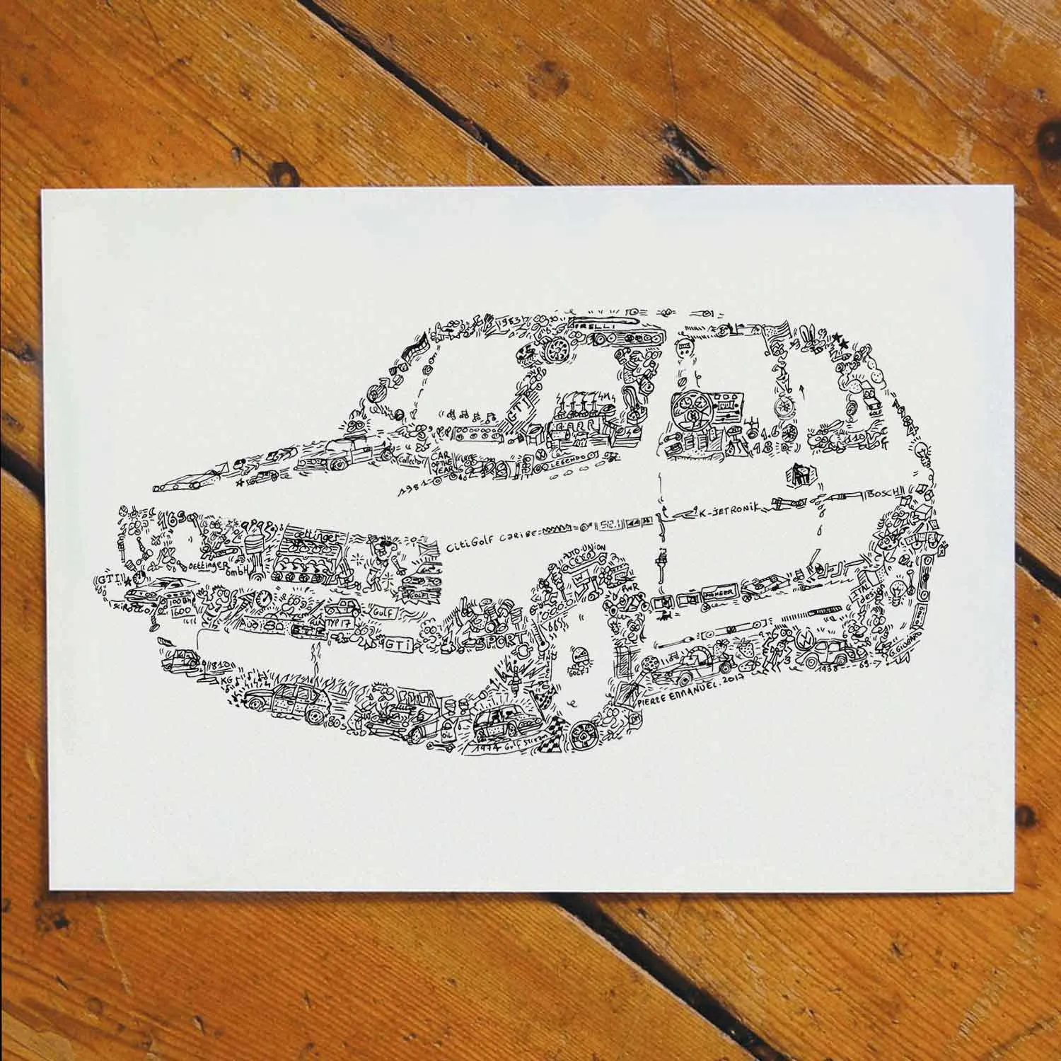 DrawInside VW Golf 1 affiche A4 21x30 auto