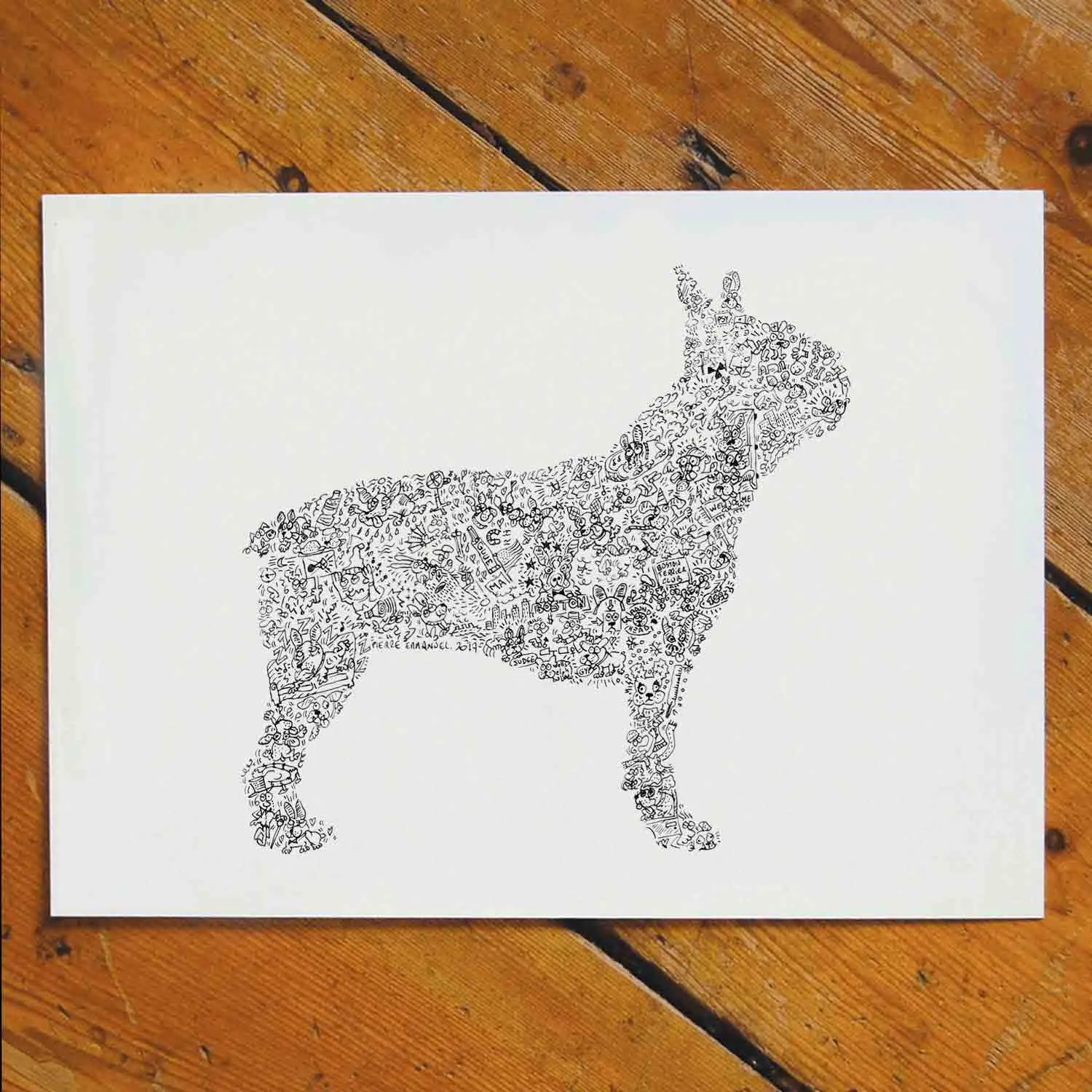 DrawInside Boston Terrier affiche A4 chien