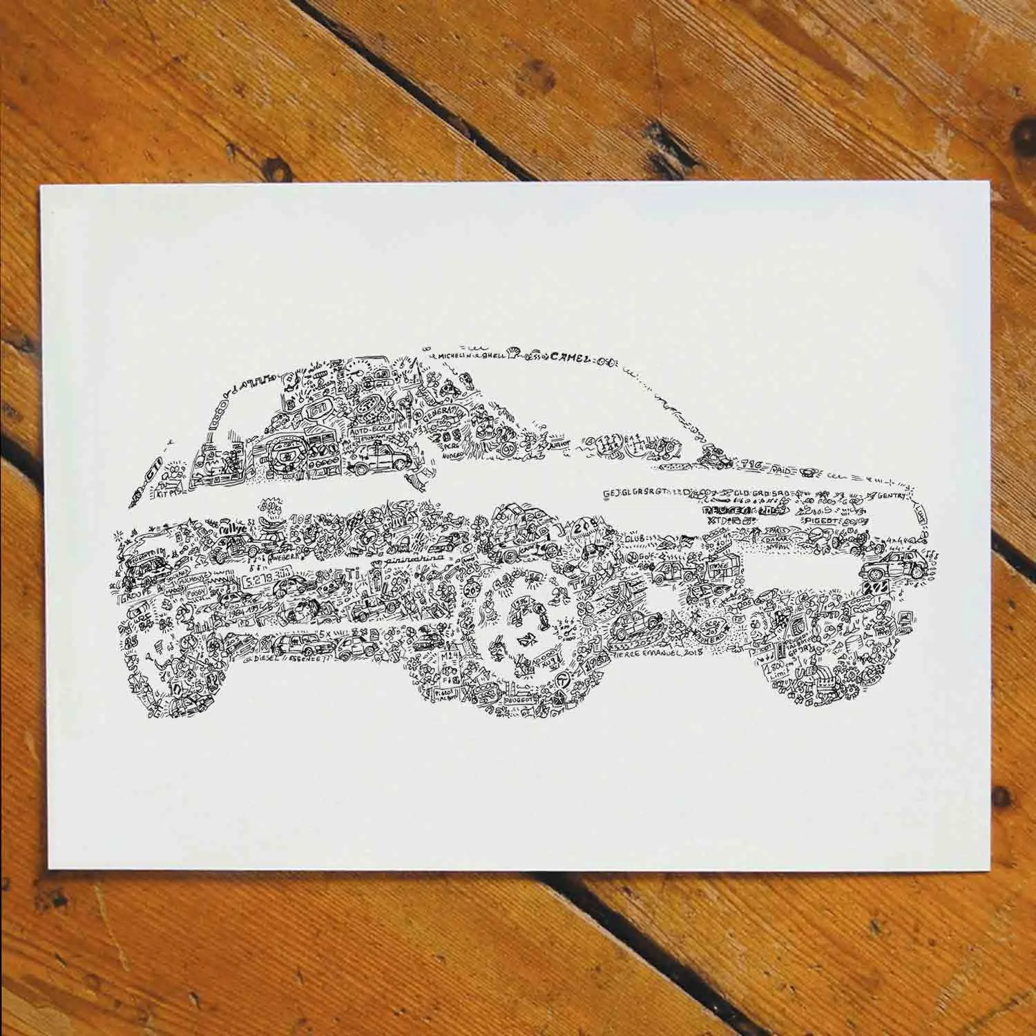 DrawInside Peugeot 205 affiche A4 21x30 cm voiture GTi