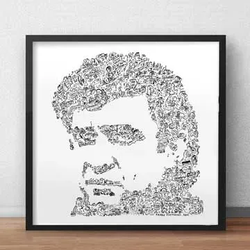 DrawInside Johnny Cash affiche 30x30 cm Man in Black
