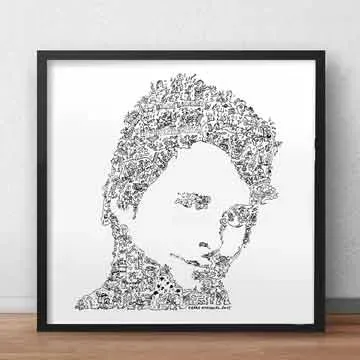 DrawInside Matthew Bellamy Muse affiche 20x20 cm signée